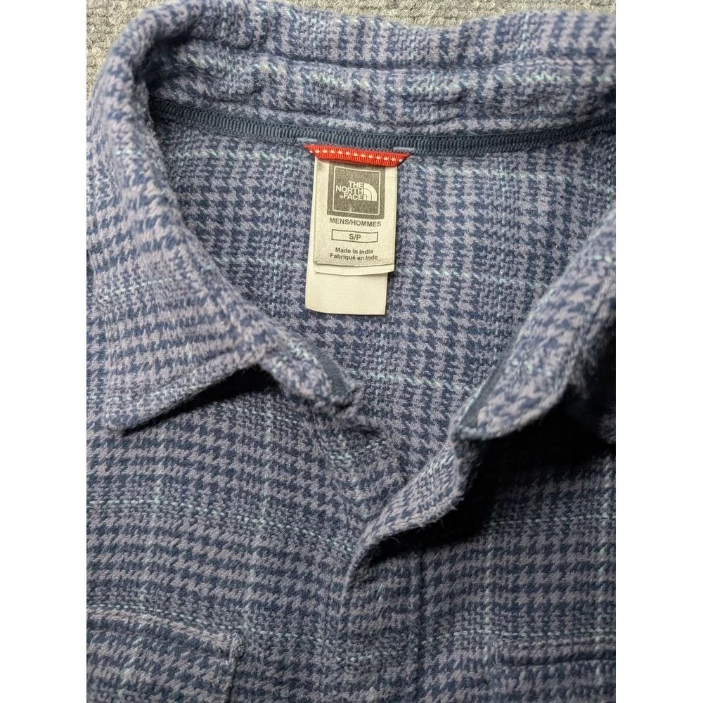 The North Face Mens 100% Cotton Flannel Shirt Micro‎ Check Purple/ Blue Small